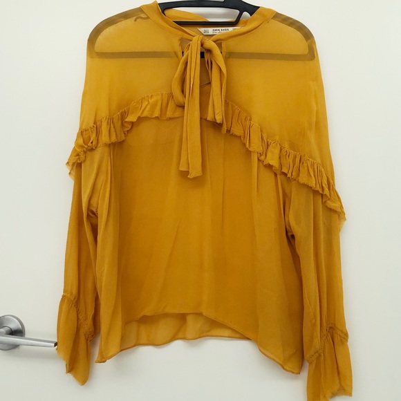 ZARA yellow sheer blouse - Picture 2 of 4